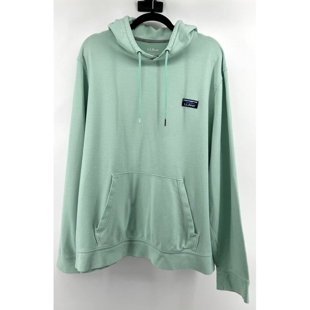 L.L.Bean Men's Pullover Pique Hoodie Size XL Mint Green Traditional Fit Coastal
